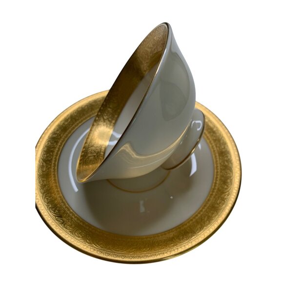 2 pc Gold Footed Tea Cup & Saucer Set 8677 Westchester Lenox M-139 MULTIPLE - Picture 4 of 14